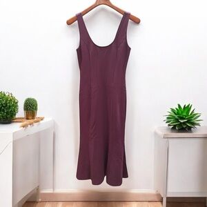 L’agence Bisous Flared Midi Dress Sz XS Stretch Rayon Scoop Neck Slim Fit Dress